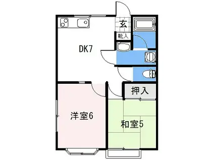 パレス中郷(2DK/2階)の間取り写真