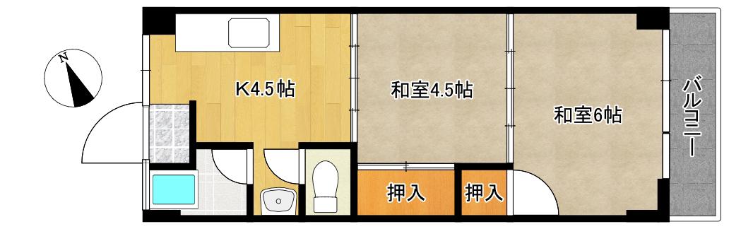 湯の砂ビル(2K/3階)の間取り写真