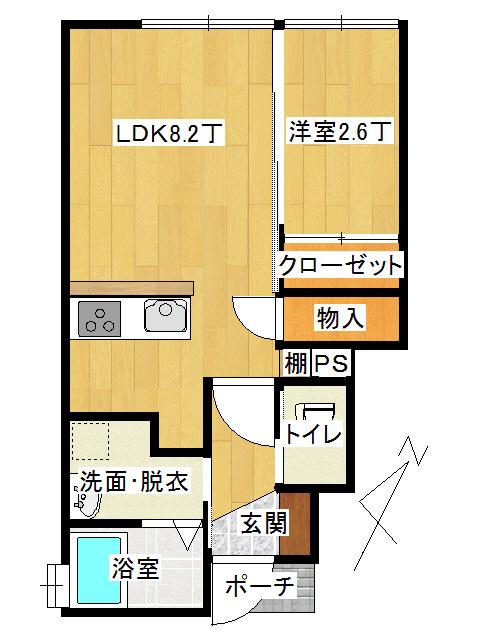 アップルメゾン(1LDK/1階)の間取り写真