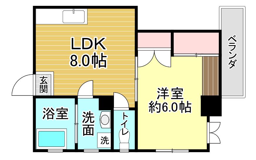 第2田万里ビル(1LDK/5階)の間取り写真