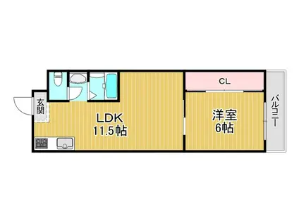 マンション清寿苑(1DK/4階)の間取り写真