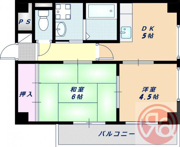 ロイヤルコート清水丘(2DK/3階)の間取り写真