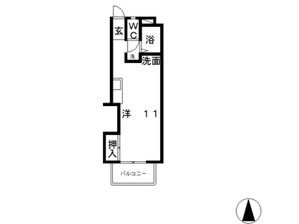美和ハイツ(ワンルーム/4階)の間取り写真