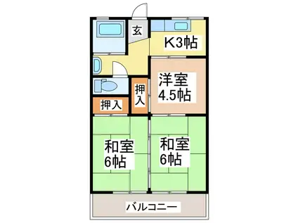 中山アパート(3K/2階)の間取り写真