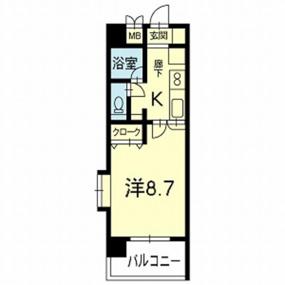 ライズオークス通(1K/8階)の間取り写真
