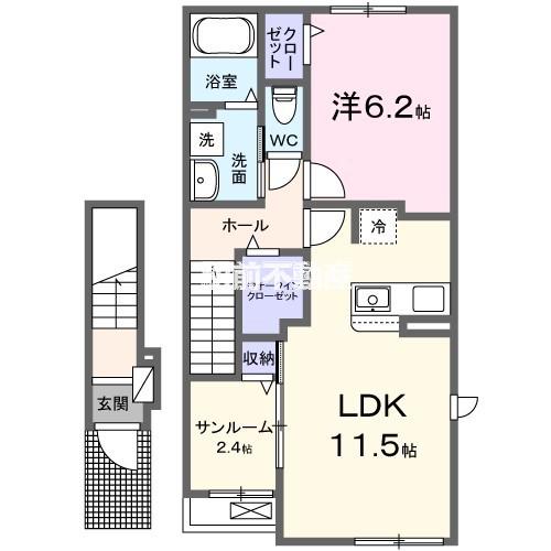 エクセラン 依井 A(1LDK/2階)の間取り写真