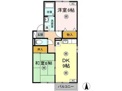 ME福島 B棟(2DK/2階)の間取り写真