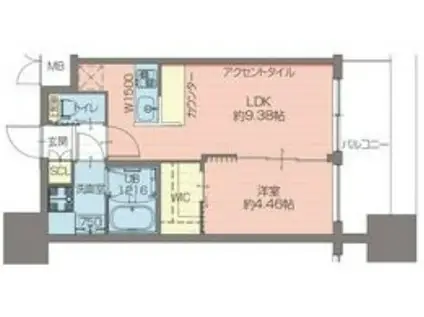 プレジオ難波EURO(1LDK/10階)の間取り写真