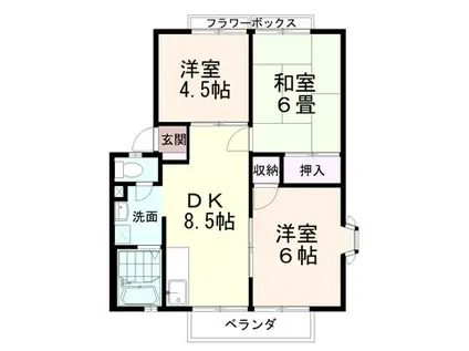 サンライフ飛鳥A棟(3DK/2階)の間取り写真