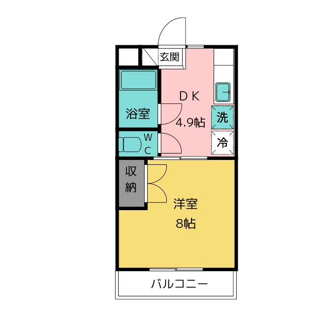 ボーネン K(1DK/2階)の間取り写真