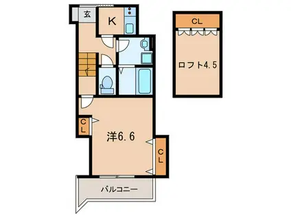 グランメール片山町(1K/2階)の間取り写真