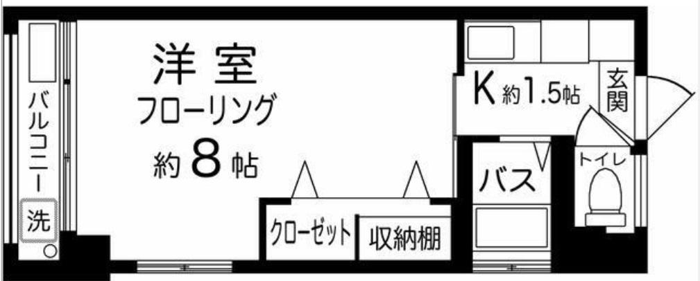 アポロマンション(1K/4階)の間取り写真
