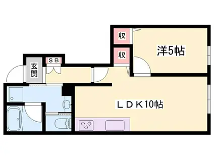 エクセルコートI(1LDK/1階)の間取り写真
