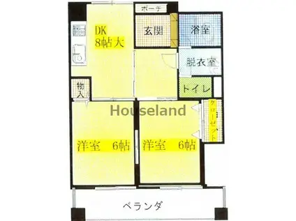 グレイスピア吹上(2DK/2階)の間取り写真