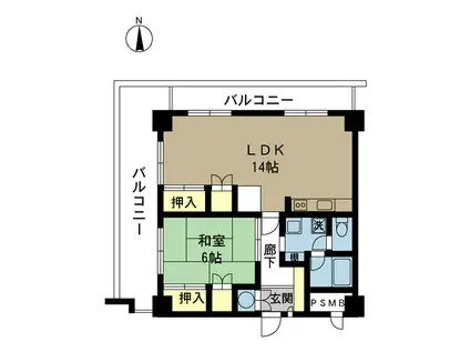 コープオリンピア笹口(1LDK/9階)の間取り写真