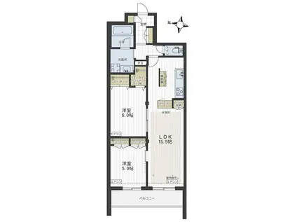 オカバさいたま日進ヘーベルメゾン(2LDK/2階)の間取り写真