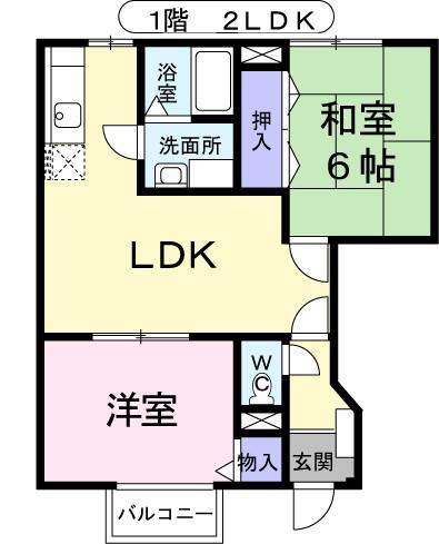 ミレニアムII(2LDK/1階)の間取り写真