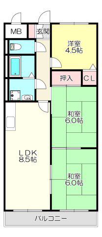 パストラル横小路(3LDK/3階)の間取り写真