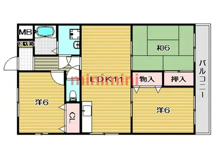 ソレイユハイツM-1(3LDK/3階)の間取り写真