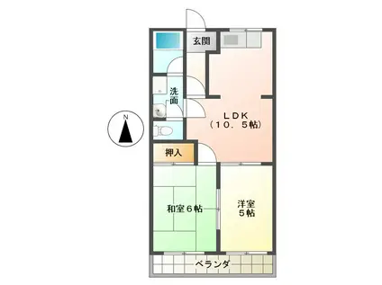 コーポパーシモンII(2LDK/1階)の間取り写真