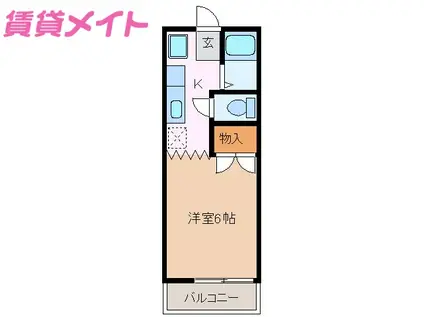 パティオ西山C棟(1K/2階)の間取り写真