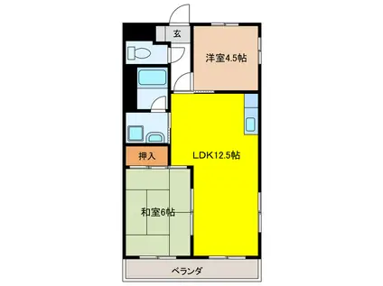 KT SINSIA(2LDK/2階)の間取り写真