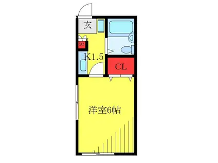 Kハイツ(1K/1階)の間取り写真