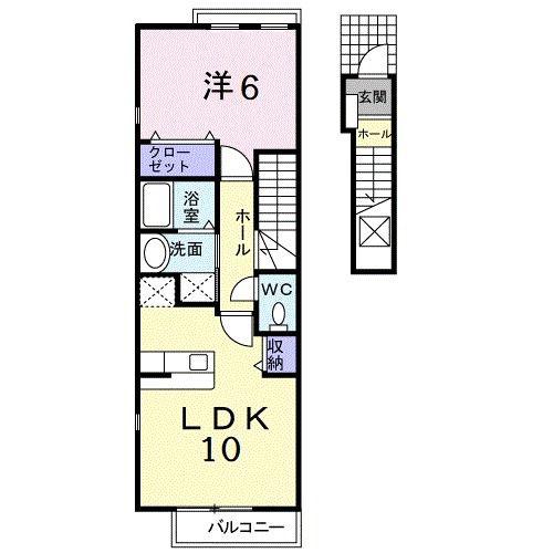 ブルックロードY(1LDK/2階)の間取り写真