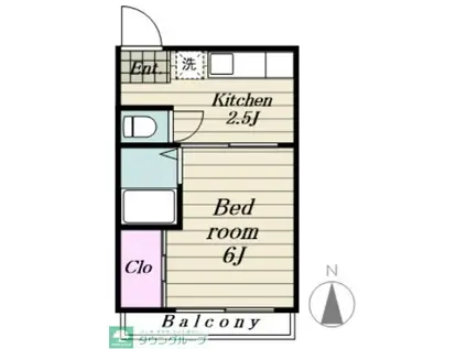 丹頂マンション(1K/2階)の間取り写真