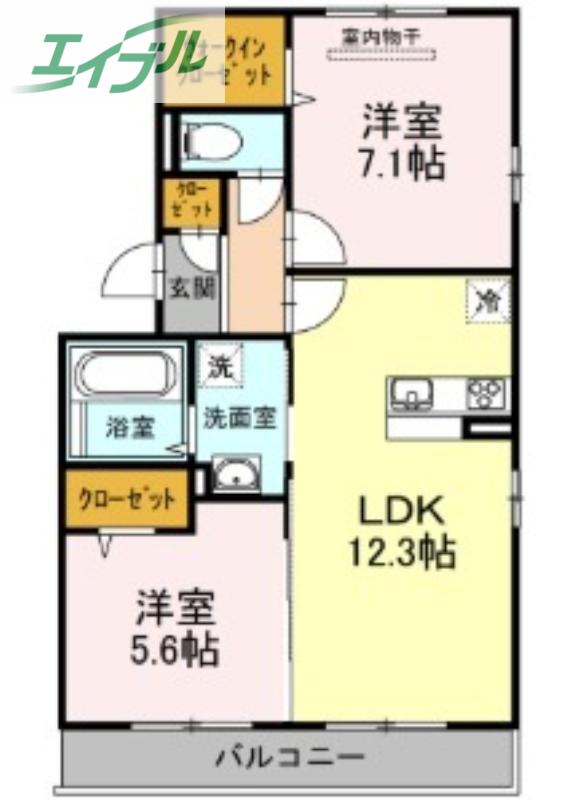 あかりIII(1LDK/2階)の間取り写真