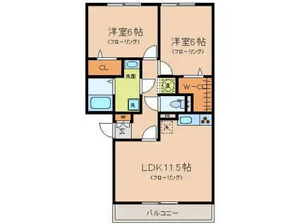 デルタオッツ(2LDK/1階)の間取り写真