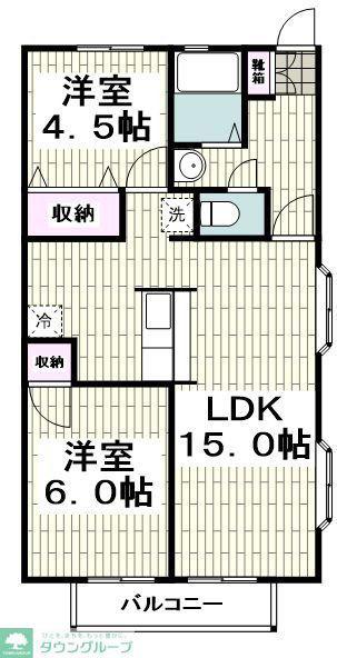 ヴィラ湘南(2LDK/2階)の間取り写真