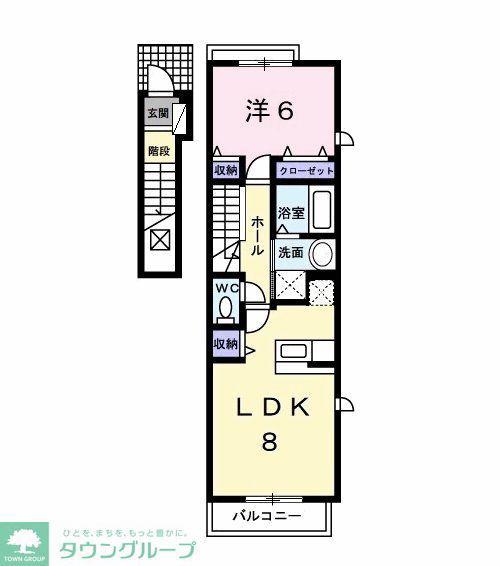 サンクレスト長清水(1DK/2階)の間取り写真