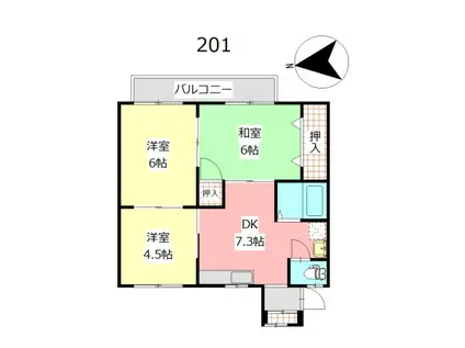 ダイヤモンドハイツ(3DK/2階)の間取り写真