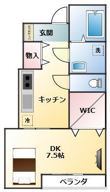 UNICE(1K/1階)の間取り写真