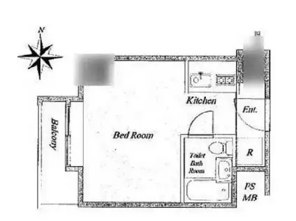 大橋スカイハイツ(ワンルーム/8階)の間取り写真
