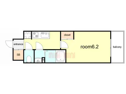 GENOVIA神戸湊川公園(1K/9階)の間取り写真