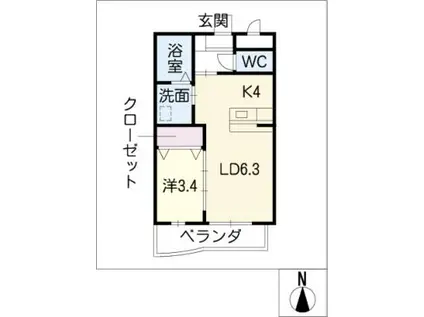 ラ・ペジブル(1LDK/3階)の間取り写真