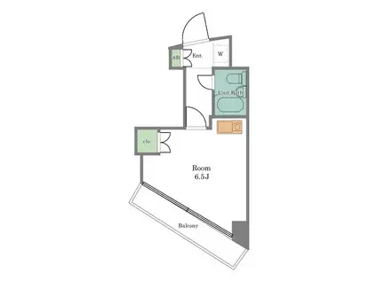 あん戸高(ワンルーム/2階)の間取り写真