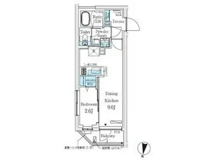 プライムブリス中野富士見町II(1LDK/2階)の間取り写真