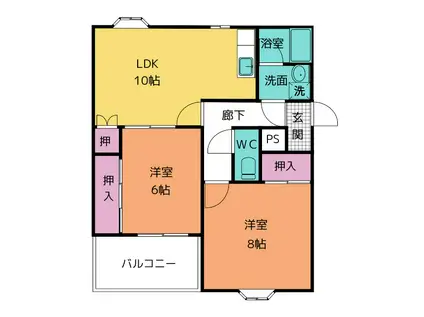 徳川台ロイヤルマンション(2LDK/2階)の間取り写真