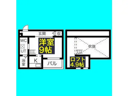 ベーセーベージェー(1K/1階)の間取り写真