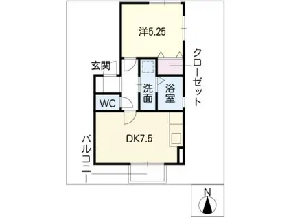 さくらメゾン山崎川(1DK/2階)の間取り写真