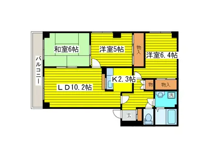 サンフラワー元町(3LDK/2階)の間取り写真