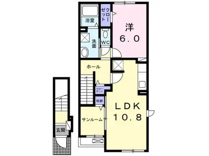 近鉄長野線 喜志駅 徒歩20分 2階建 築4年(1LDK/2階)の間取り写真