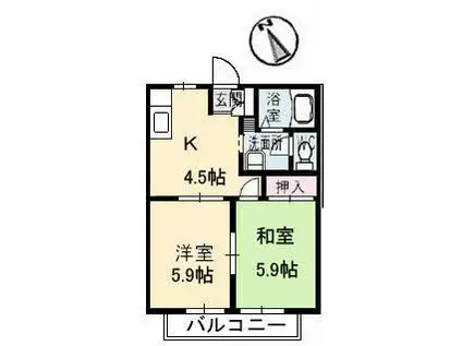 ラメール(2K/2階)の間取り写真