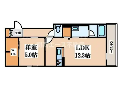 シャーメゾン八戸ノ里(1LDK/2階)の間取り写真