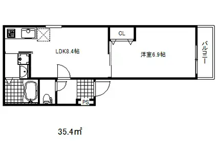 フジパレス兵庫須佐野1番館(1LDK/3階)の間取り写真