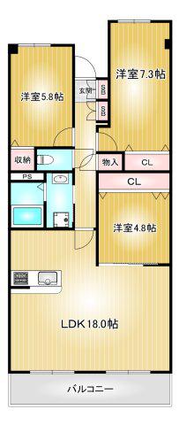 上前津サンハイツ(4LDK/8階)の間取り写真