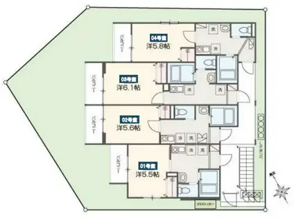 MELDIA東村山(1K/1階)の間取り写真